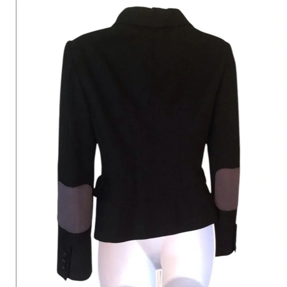 Moschino Cheap and Chic black wool jacket blazer elbow patch ruffle  Size 6 - Picture 2 of 8